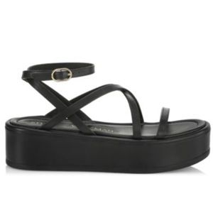 SummerLift Leather Flatform Ankle-Strap | Black